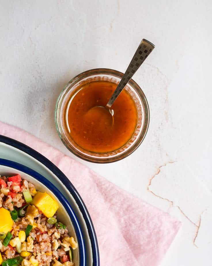 Red Rice & Mango Salad w/ Sriracha Vinaigrette | Healthy Vegan Red Rice Salad Recipe