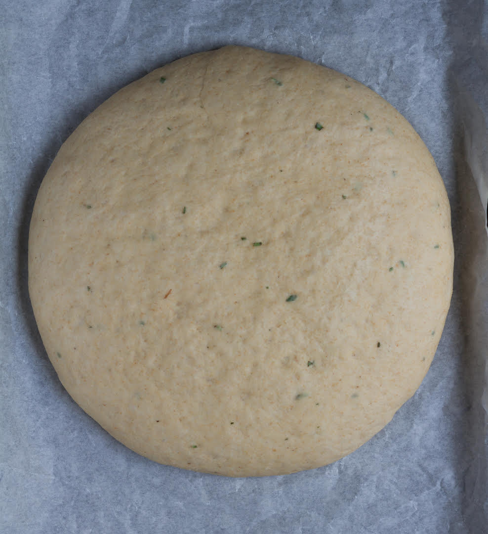 Dough after the second rice for Herb & Garlic Focaccia easy bread baking