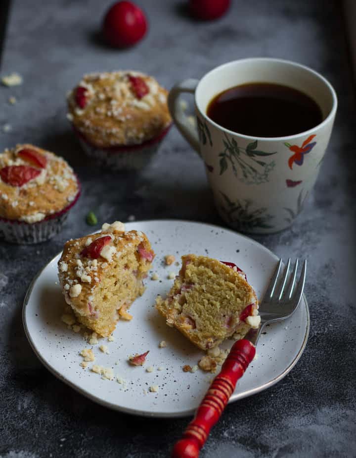 Plum & Cardamom Muffins | Easy healthy eggless plum muffin recipe