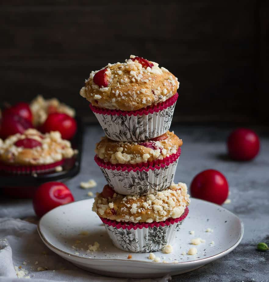 Plum & Cardamom Muffins | Easy healthy eggless plum muffin recipe