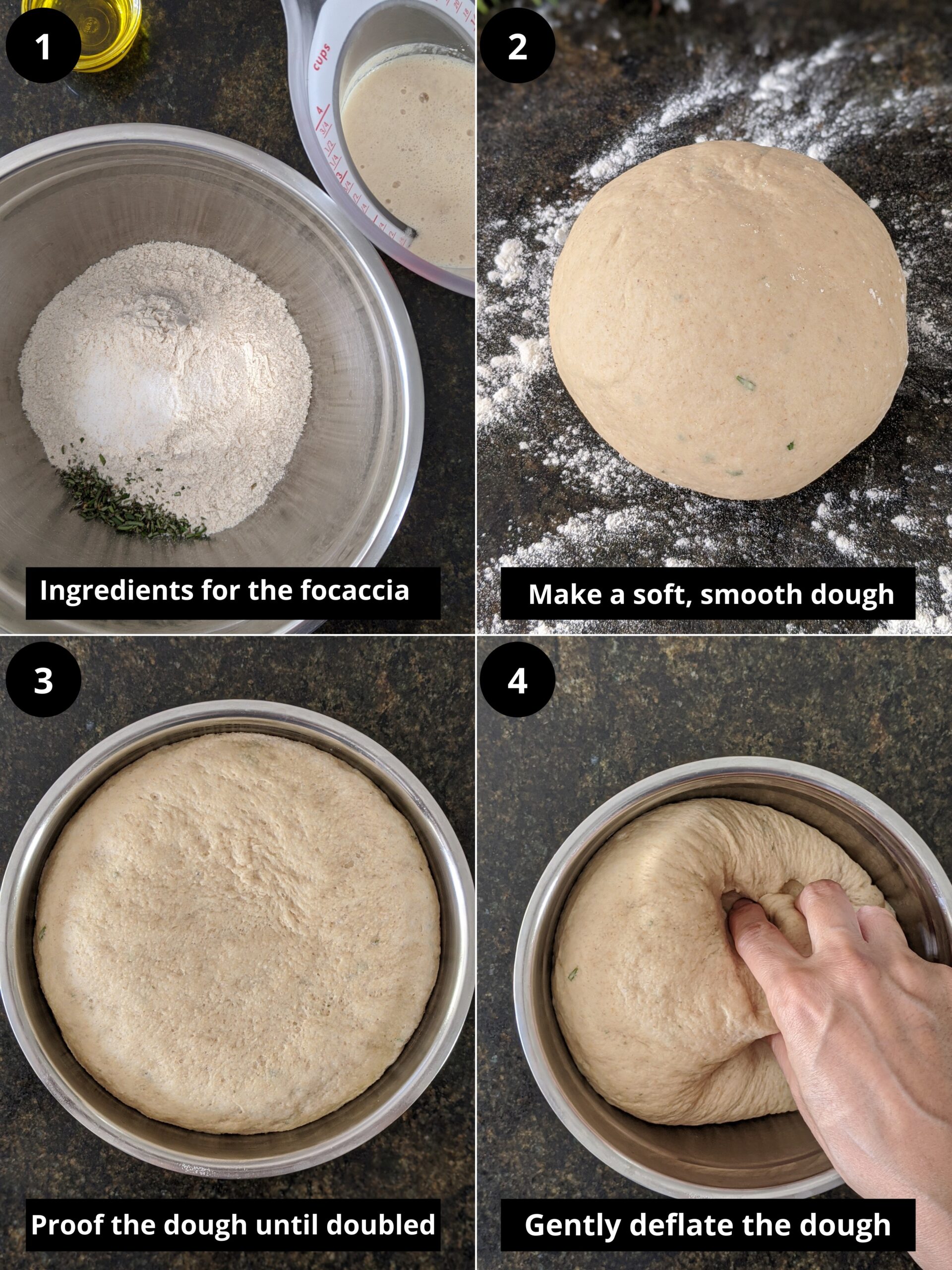 Process for making Herb & Garlic Focaccia easy bread baking