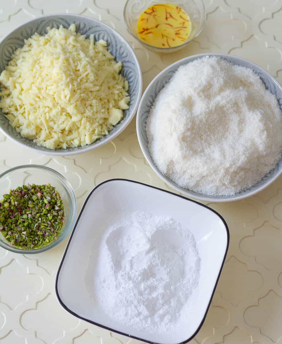 ingredients for coconut burfi