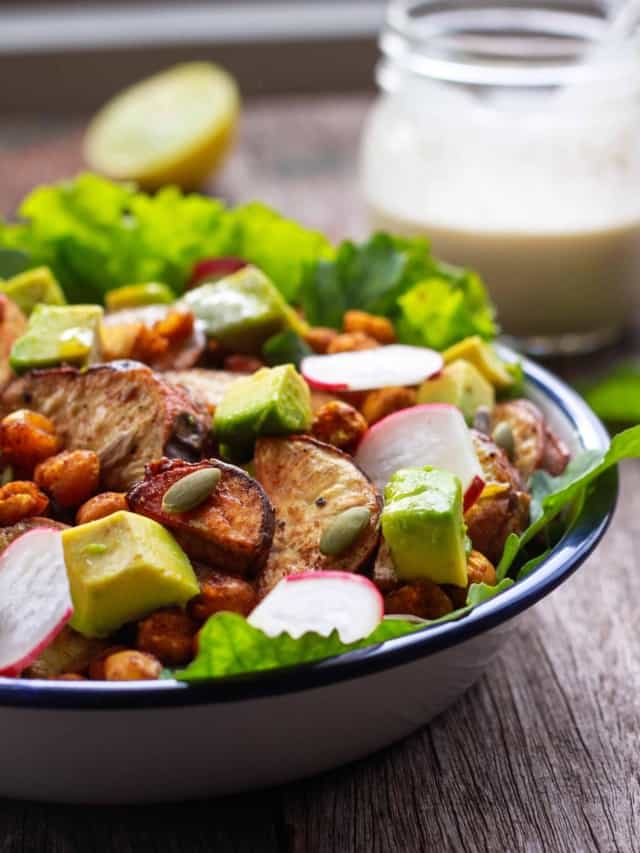 Roasted Sweet Potato and Chickpea Salad Healthy Glutenfree Vegan Recipe