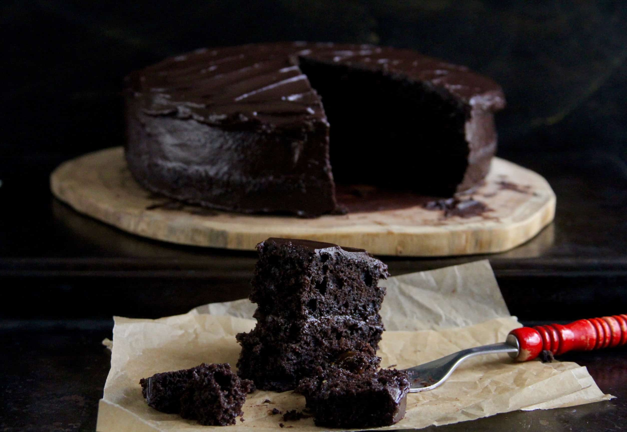 Buckwheat Chocolate Layer Cake w/ Salted Dark Chocolate Frosting