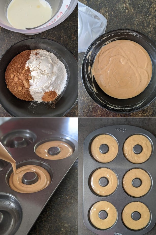 Process of making Vegan Baked Cinnamon Donuts | Easy donut recipe