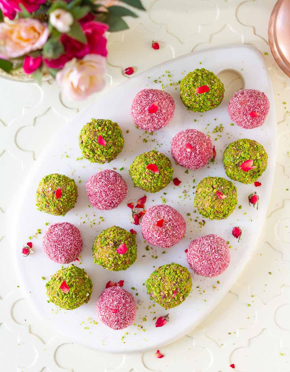 Coconut Almond Bliss Balls with Rose