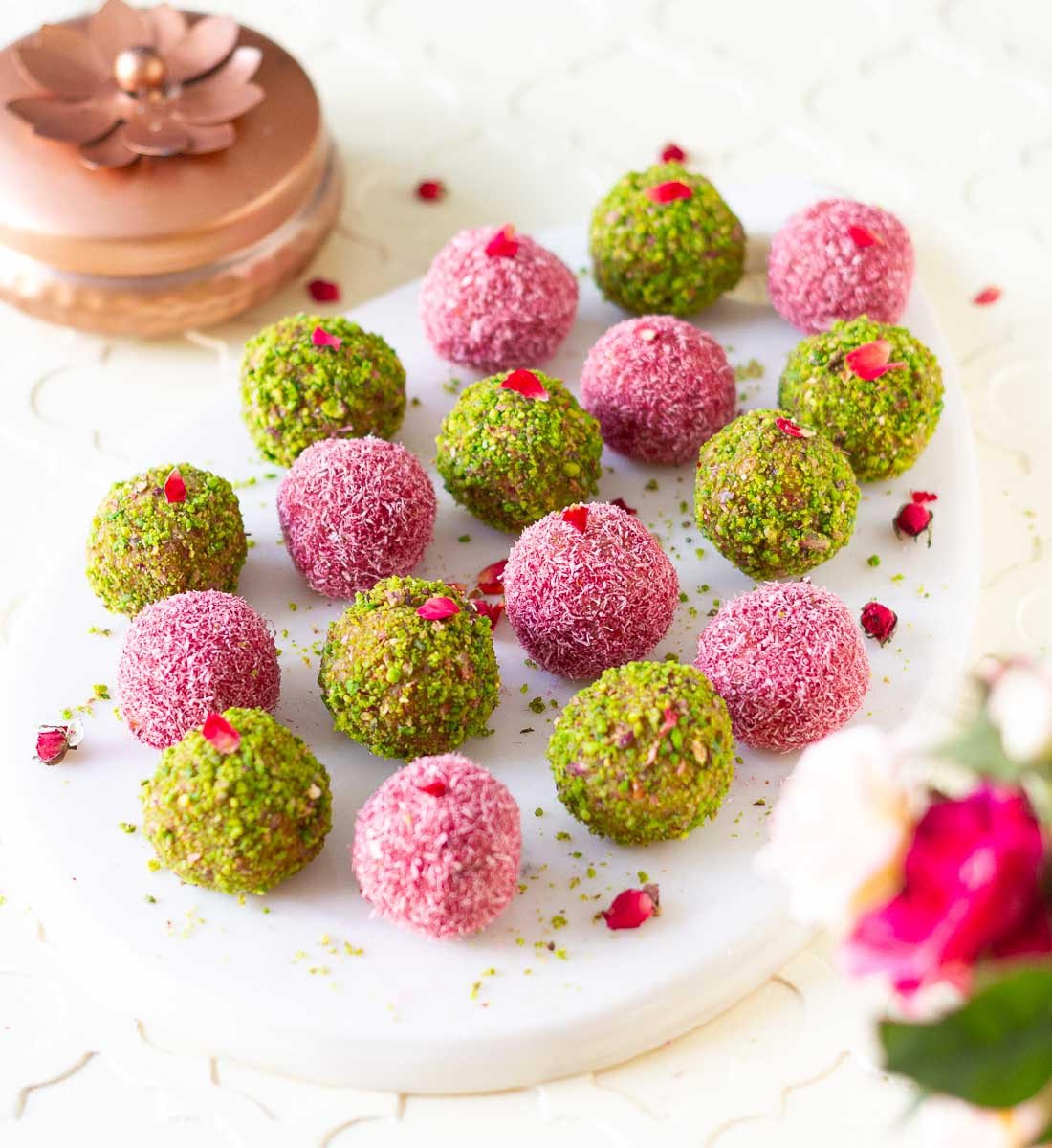 Coconut Almond Bliss Balls with Rose