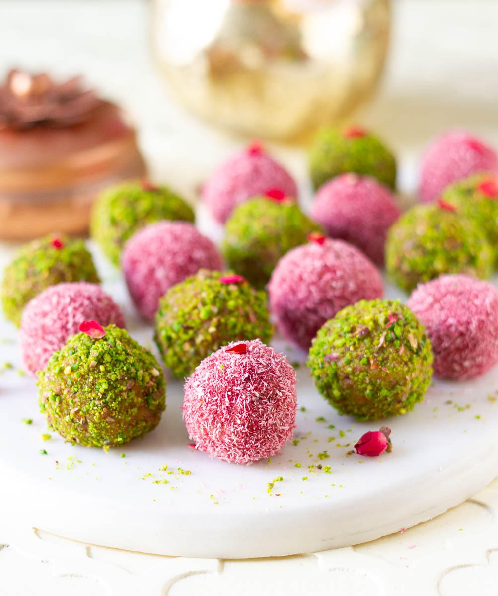 Coconut Almond Bliss Balls with Rose