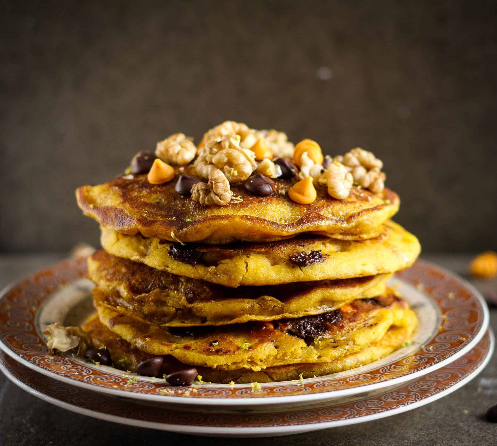 Fluffy  Orange  Pumpkin Pancakes