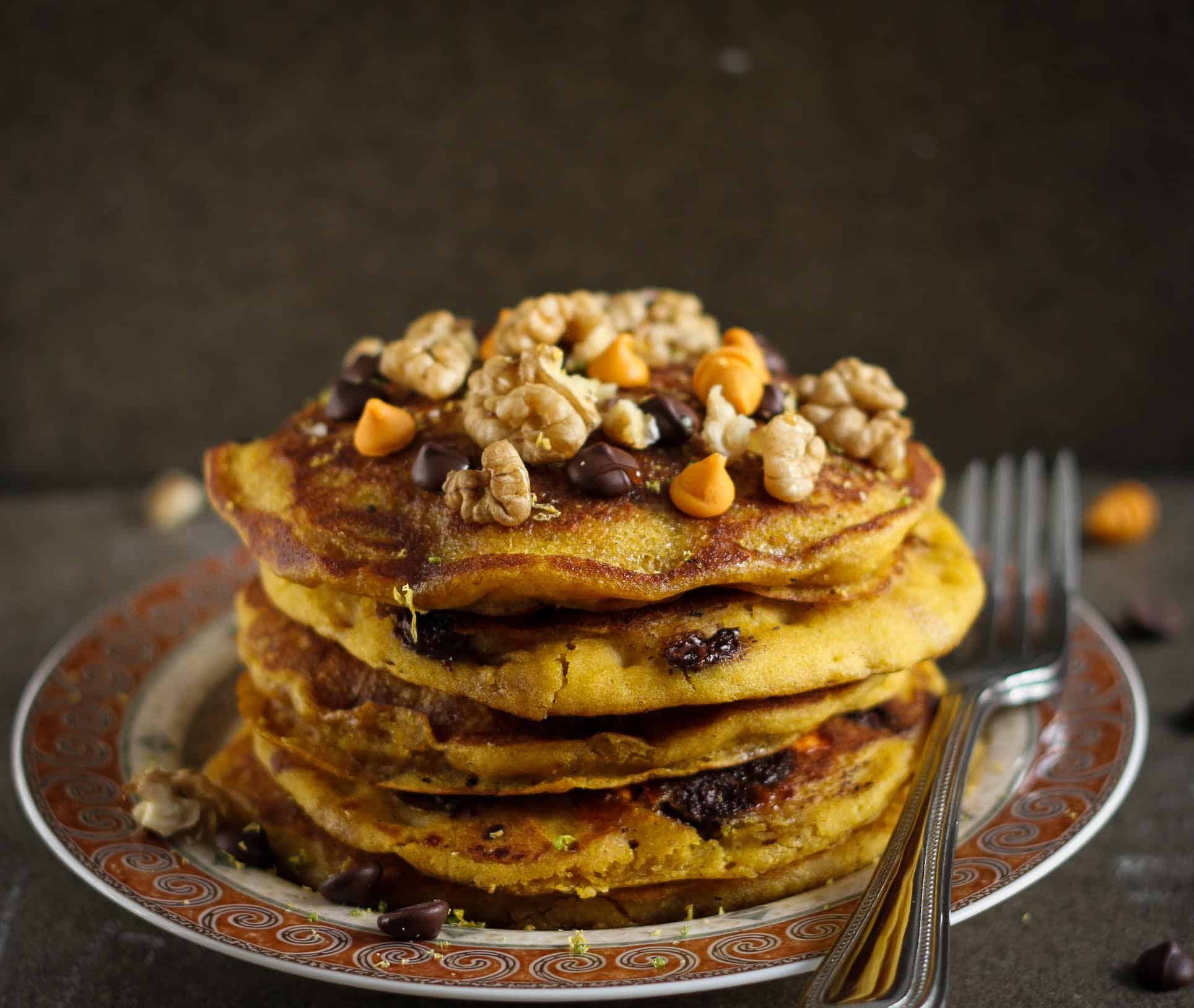 Fluffy Orange Pumpkin Pancakes