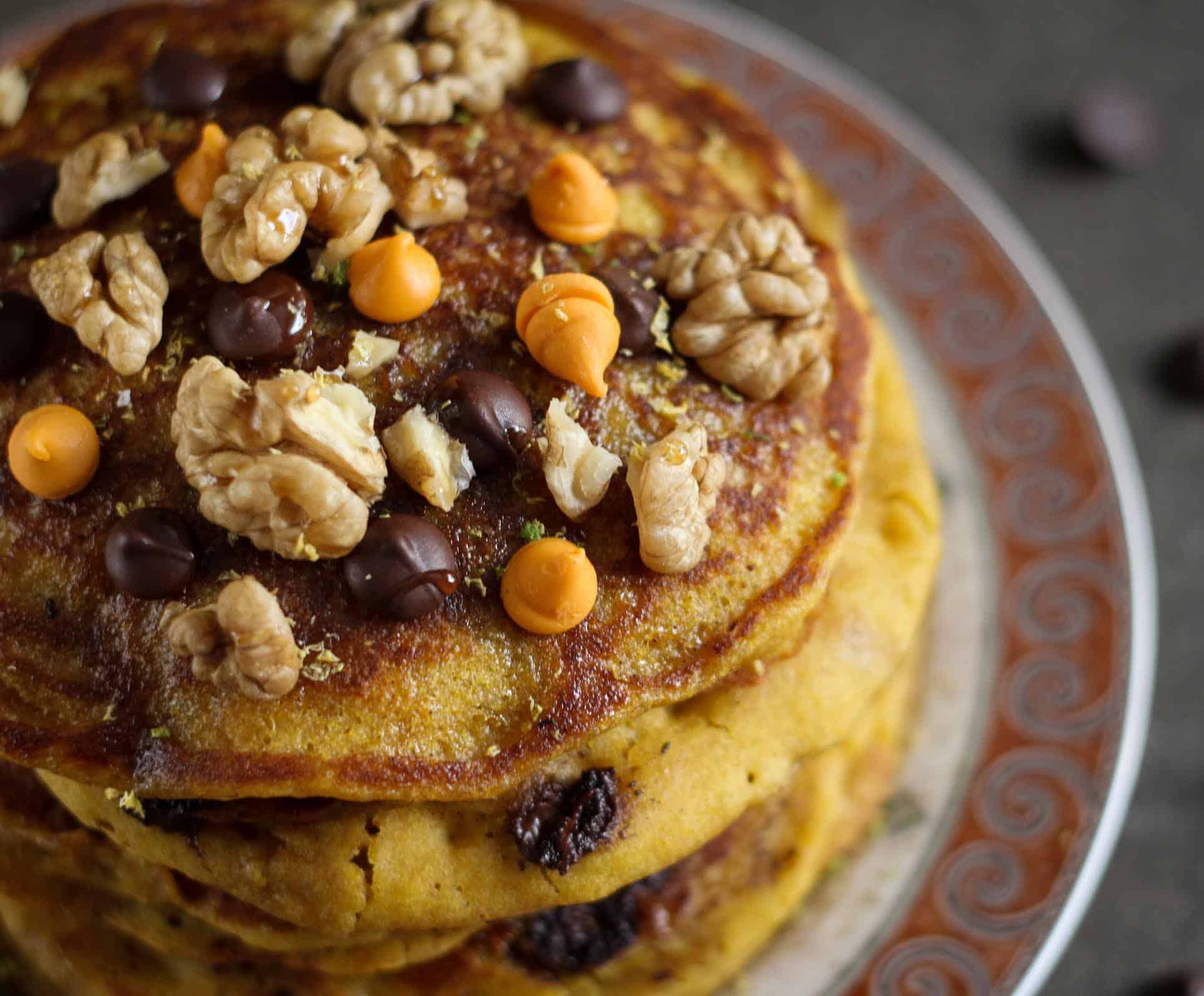 Fluffy Orange Pumpkin Pancakes