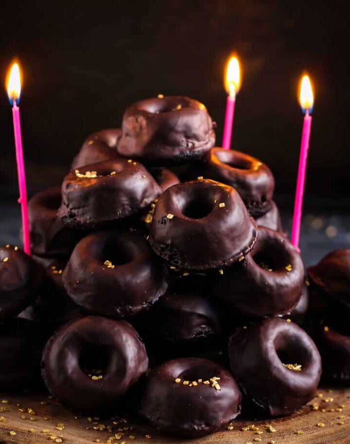Mini Baked Chocolate Donuts glutenfree, dessert treat, buckwheat,valentine's treat