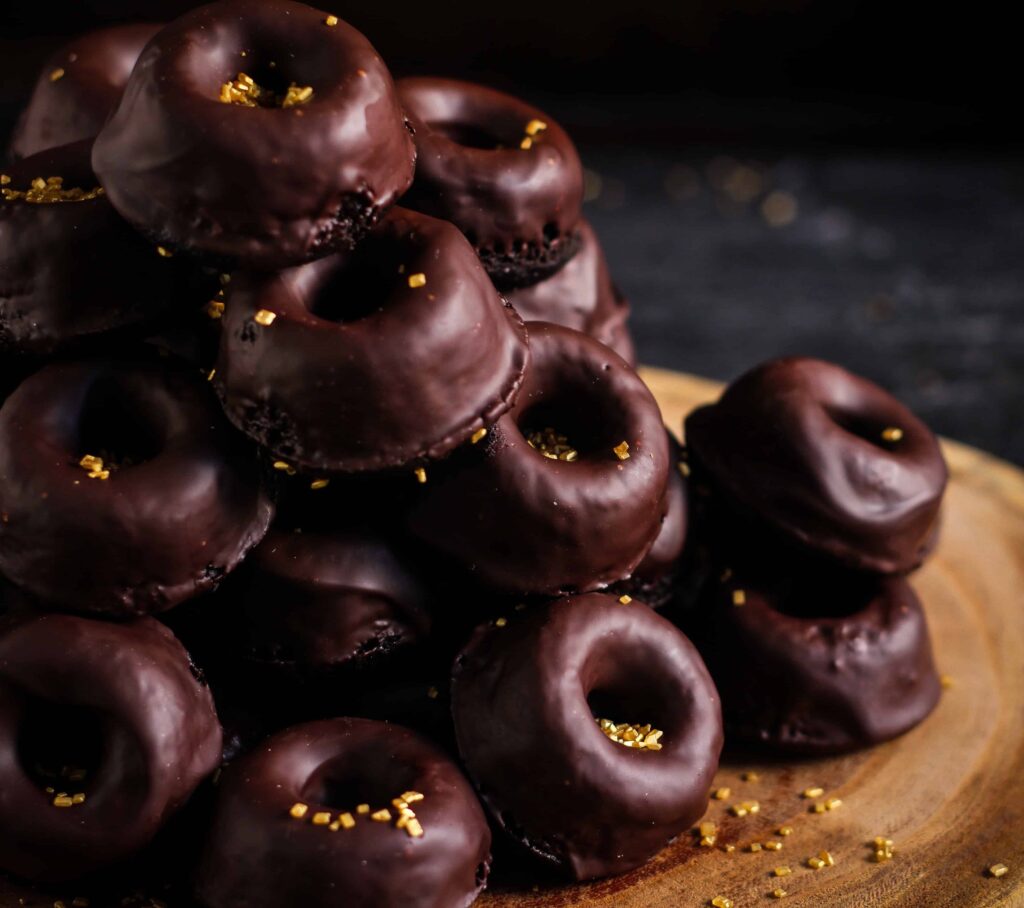 Mini Baked Chocolate Donuts glutenfree, dessert treat, buckwheat,valentine's treat, dairyfree