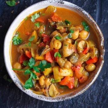 Moroccan Vegetable Stew vegan, colourful, easy recipe, vegetables, chickpeas, protein