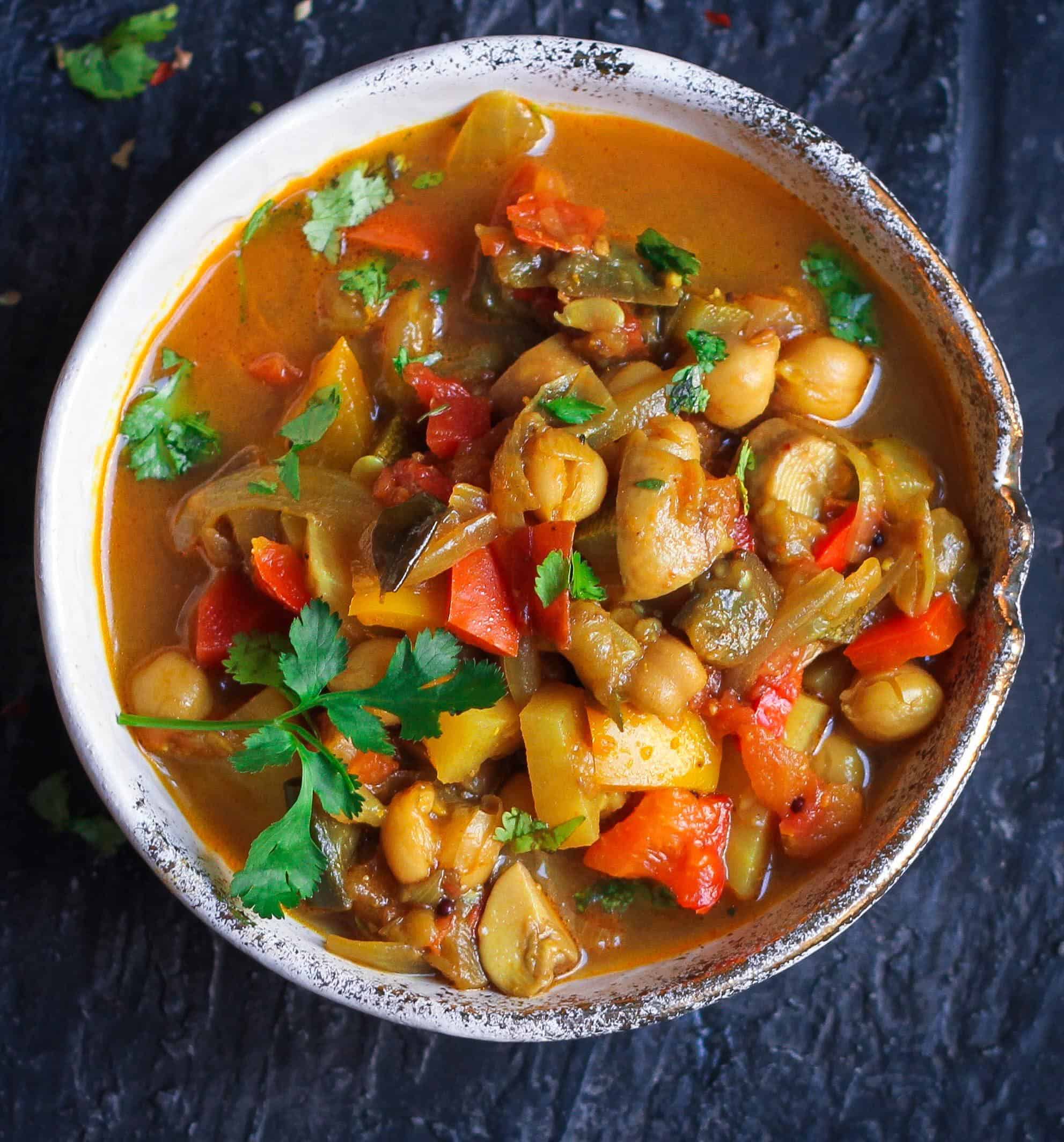 Moroccan Vegetable Stew vegan, colourful, easy recipe, vegetables, chickpeas, protein