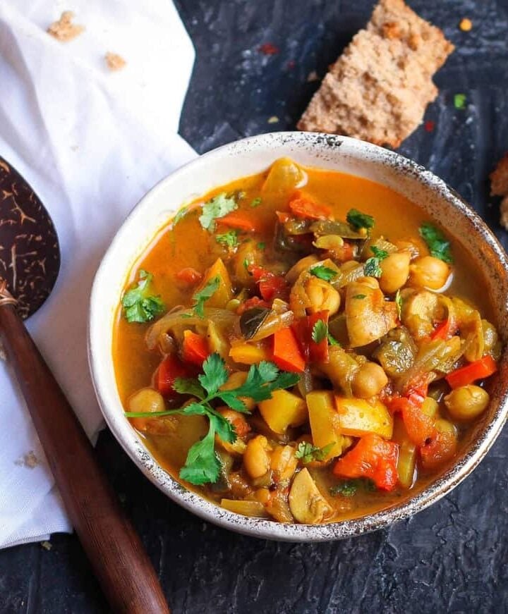 Moroccan Vegetable Stew vegan, colourful, easy recipe, vegetables, chickpeas, protein