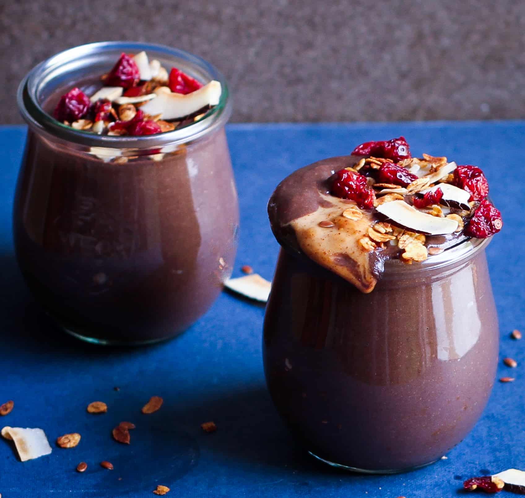 Chocolate Peanut Butter Smoothie healthy refined sugarfree vegan dairyfree protein