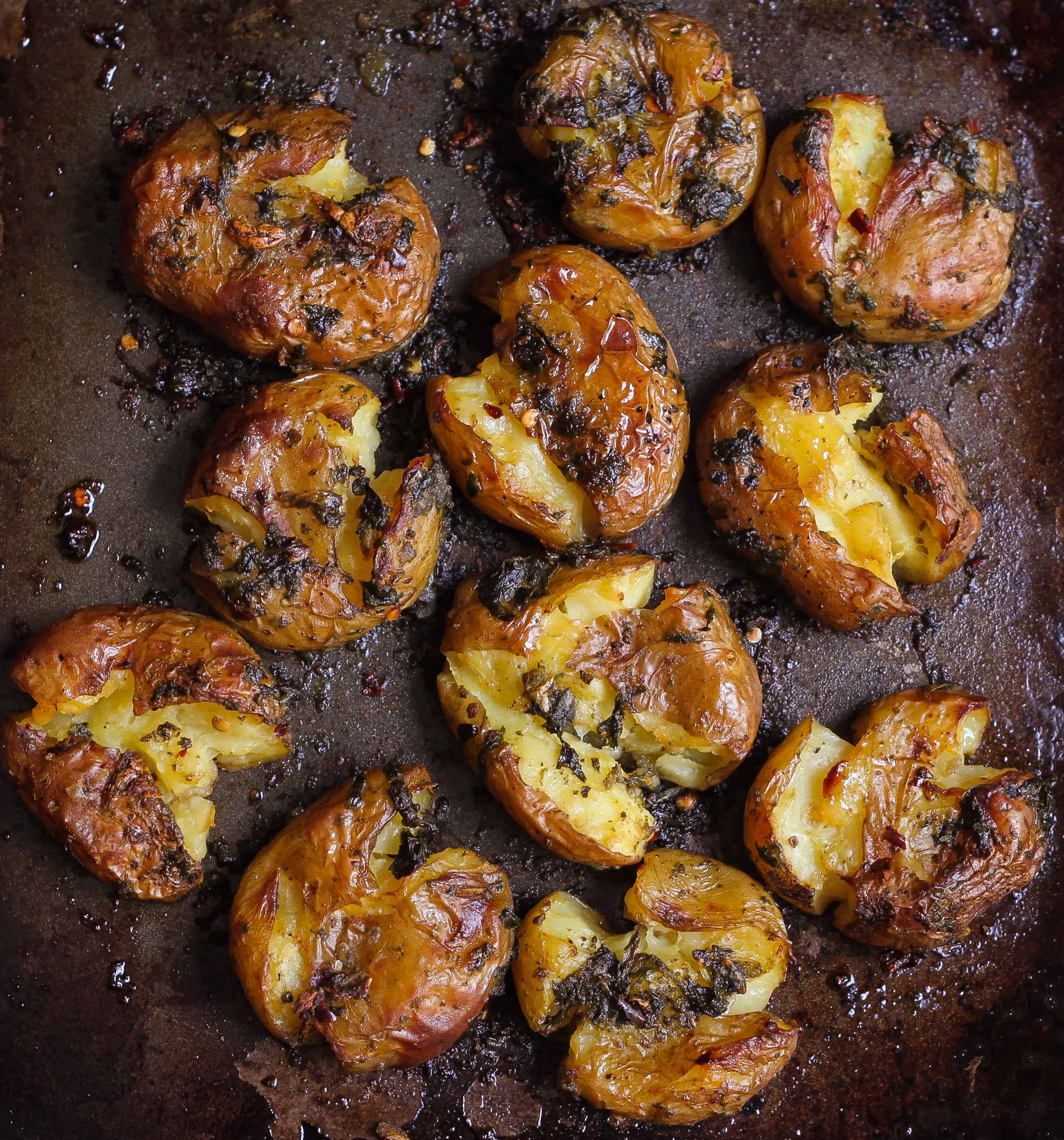 Garlic Basil Smashed Potatoes vegan glutenfree healthy