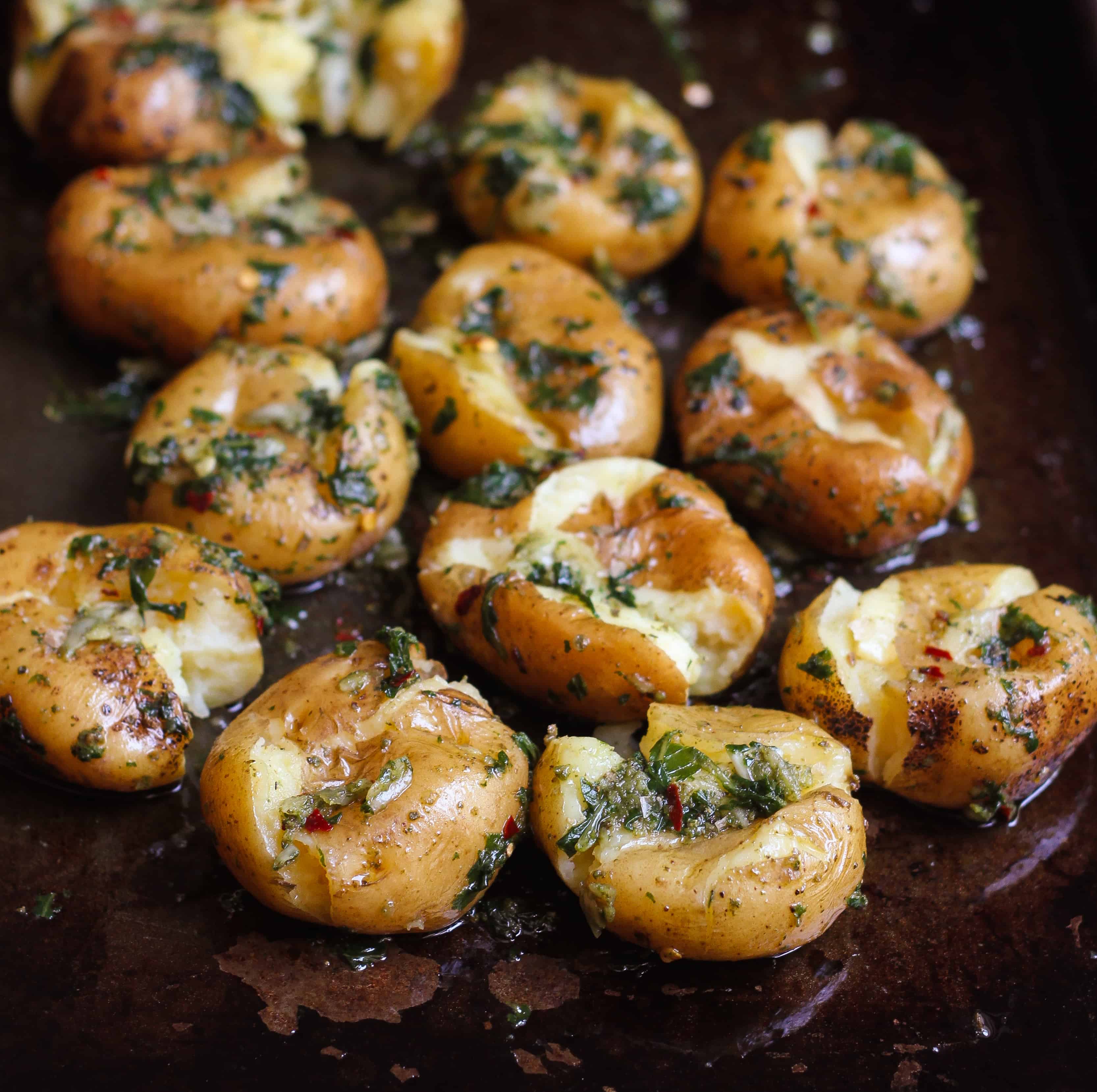 Garlic Basil Smashed Potatoes vegan glutenfree healthy