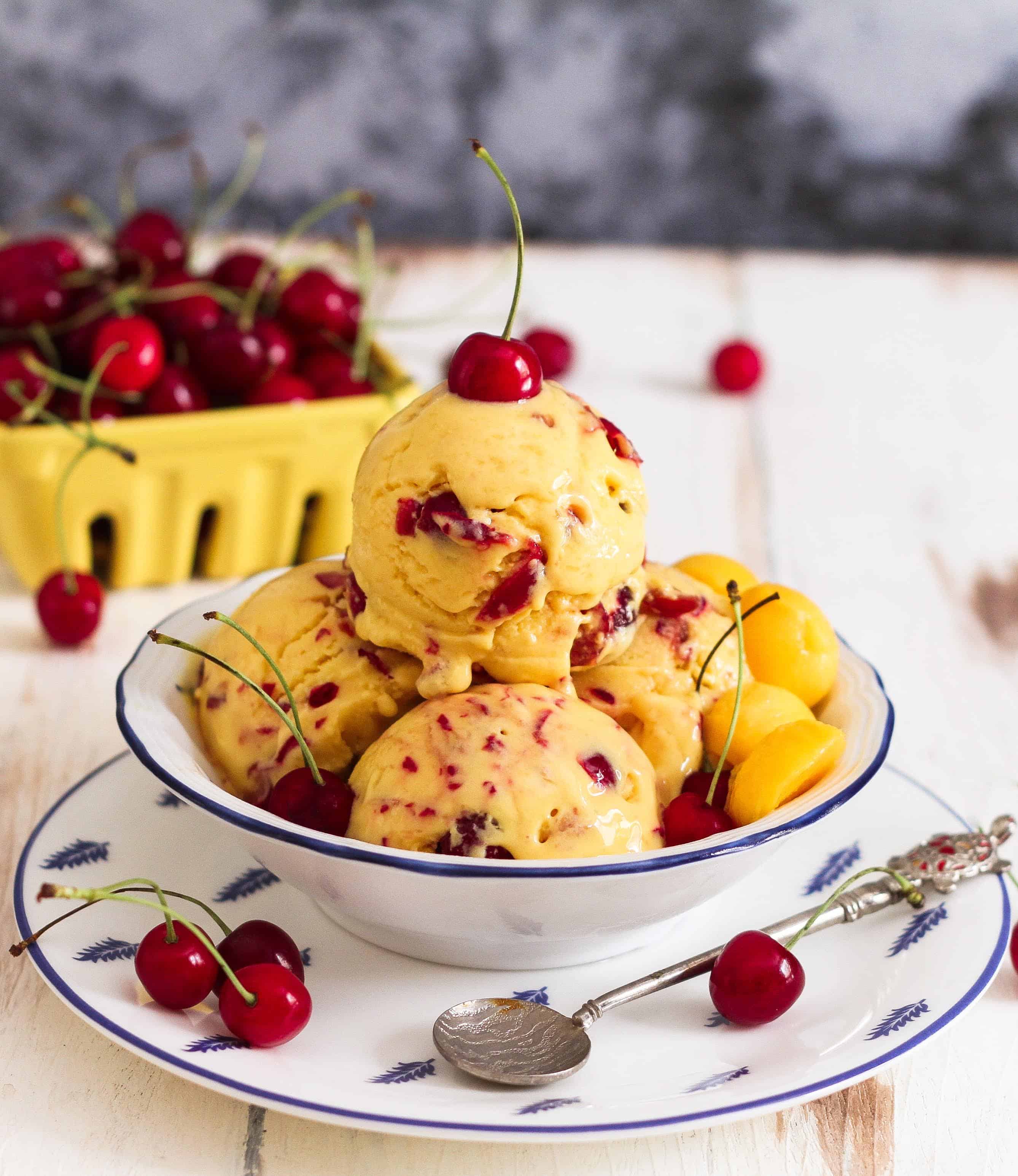 Mango Cherry Frozen Yogurt healthy icecream summer treat dessert