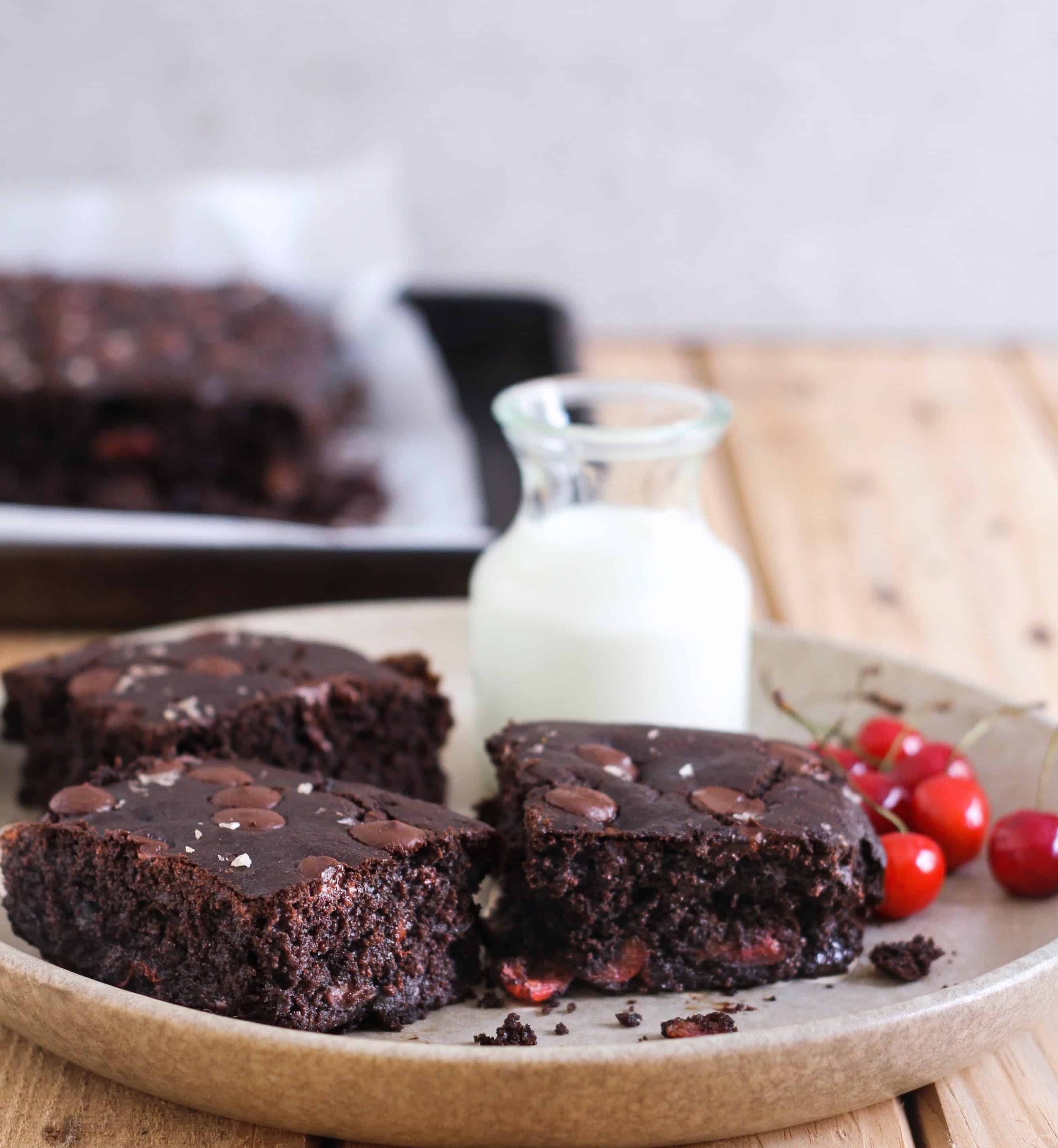 Eggless Chocolate Cherry Cake easy baking with fruits dark chocolate wholegrain