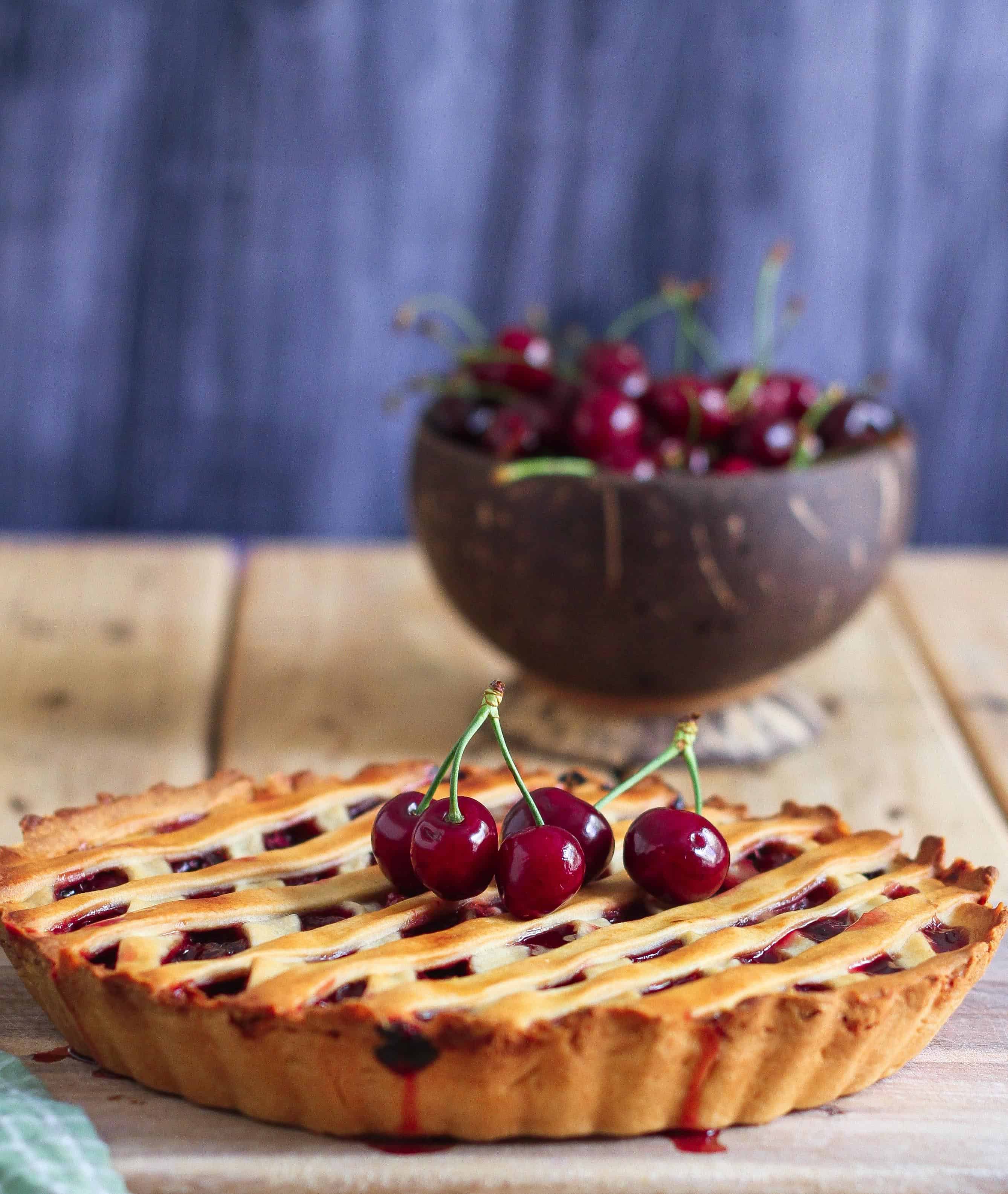 CHERRY PIE summer baking wholegrain eggless Cherry Pie summer fruits baking easy recipe eggless