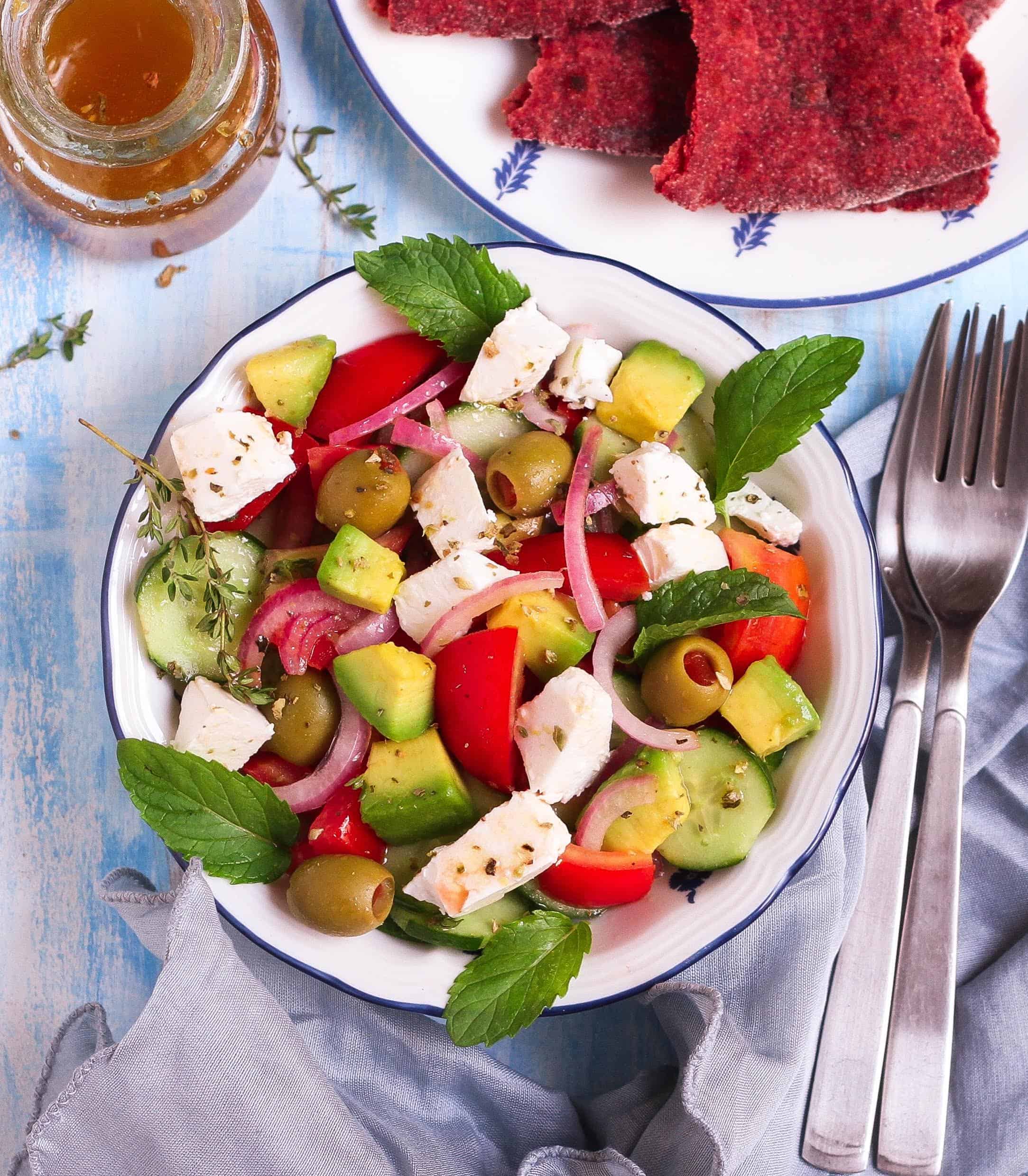 Greek Salad healthy vegetarian easy recipe glutenfree