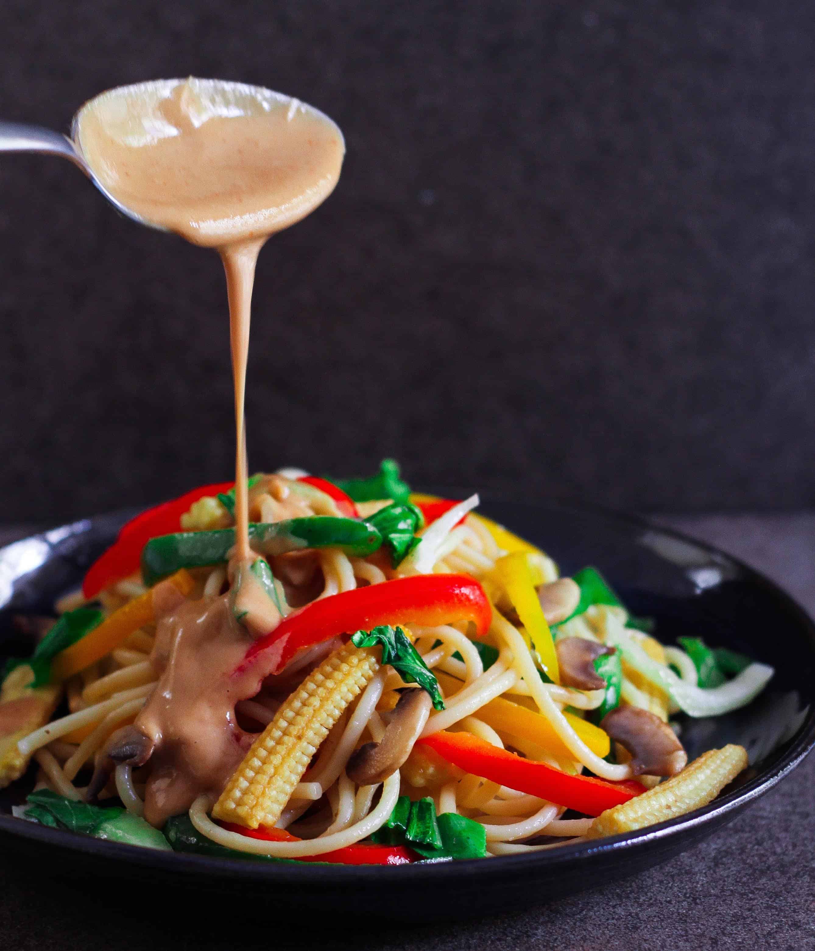 Spicy Thai Peanut Noodles vegan healthy vegetarian Asian food