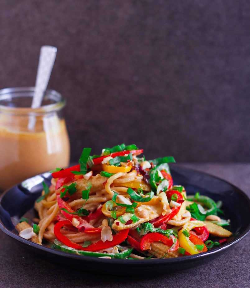 Spicy Thai Peanut Noodles vegan healthy vegetarian Asian food