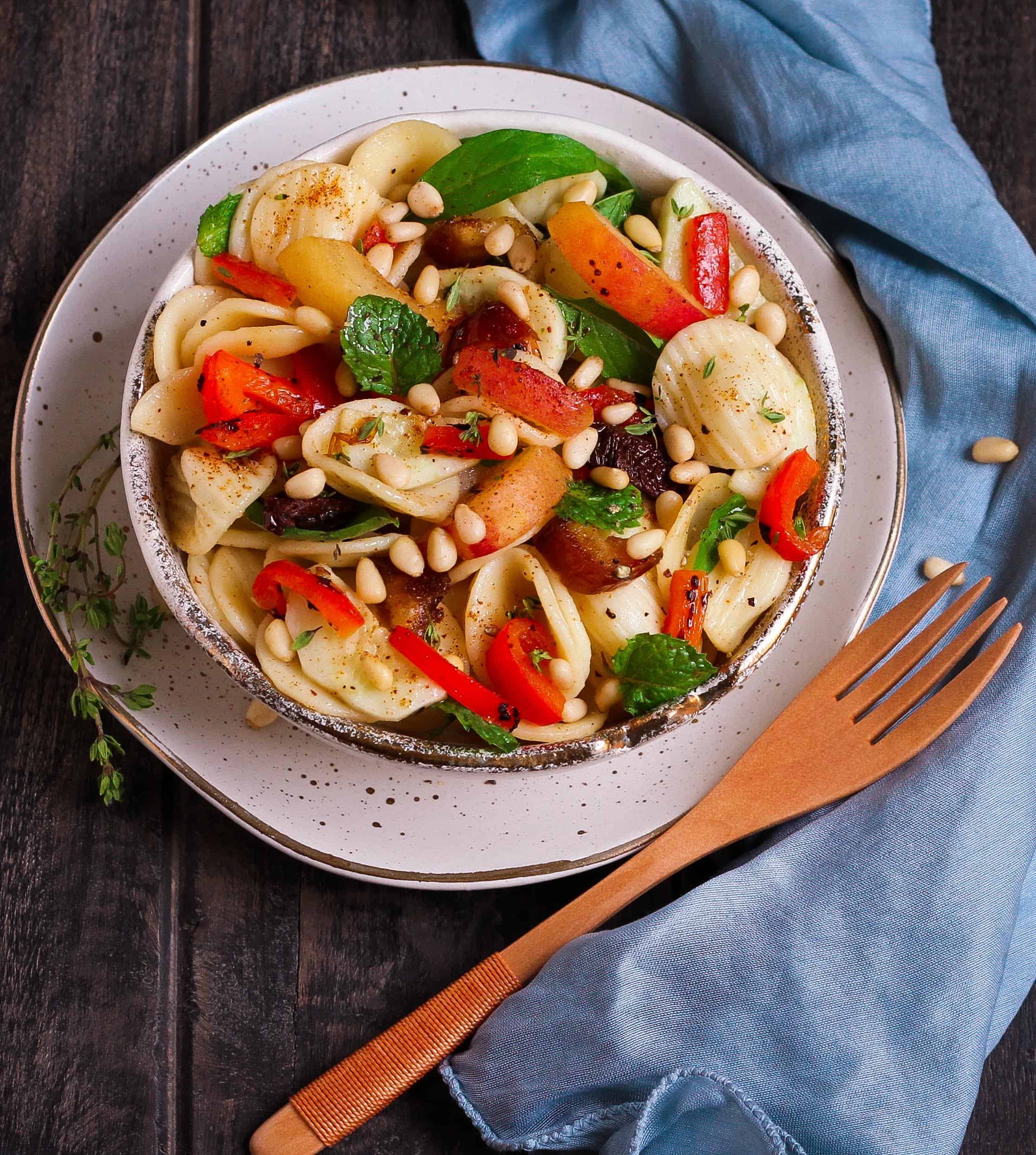 Apricot & Date Pasta Salad healthy vegan summer easy recipe