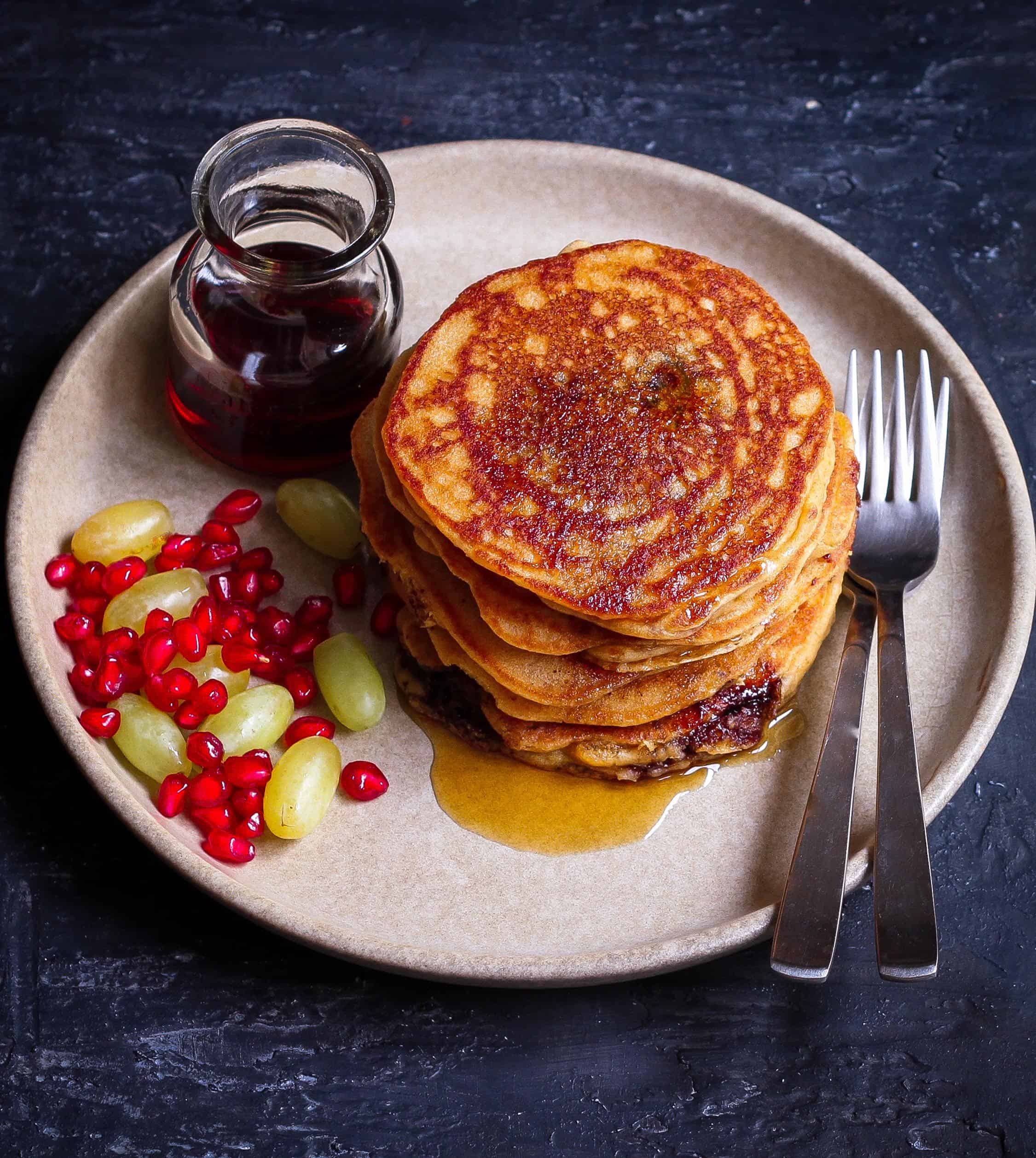 Chocolate Stuffed Pancakes breakfast wholegrain cooking