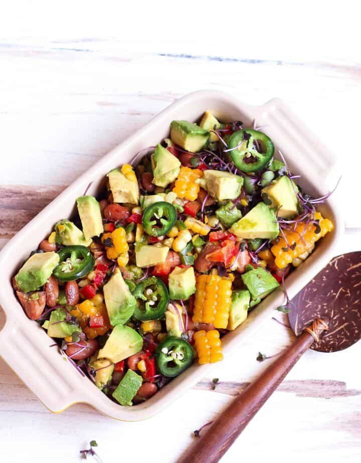 Corn Bean Avocado Salad easy healthy vegan recipe