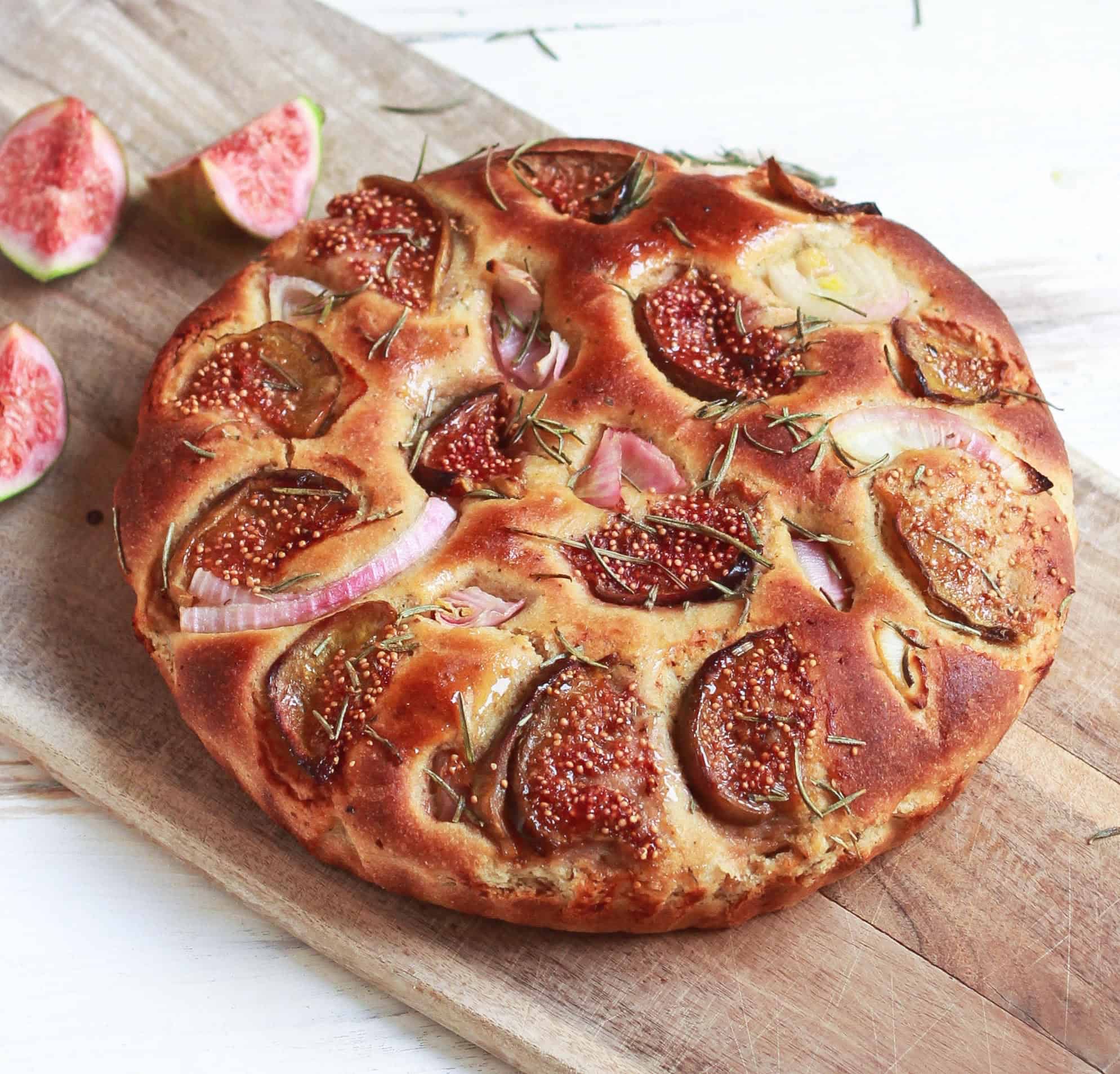 Figs & Rosemary Focaccia wholegrain vegan recipe