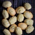 Orange Madeleines w/ dried blue cornflowers French cake