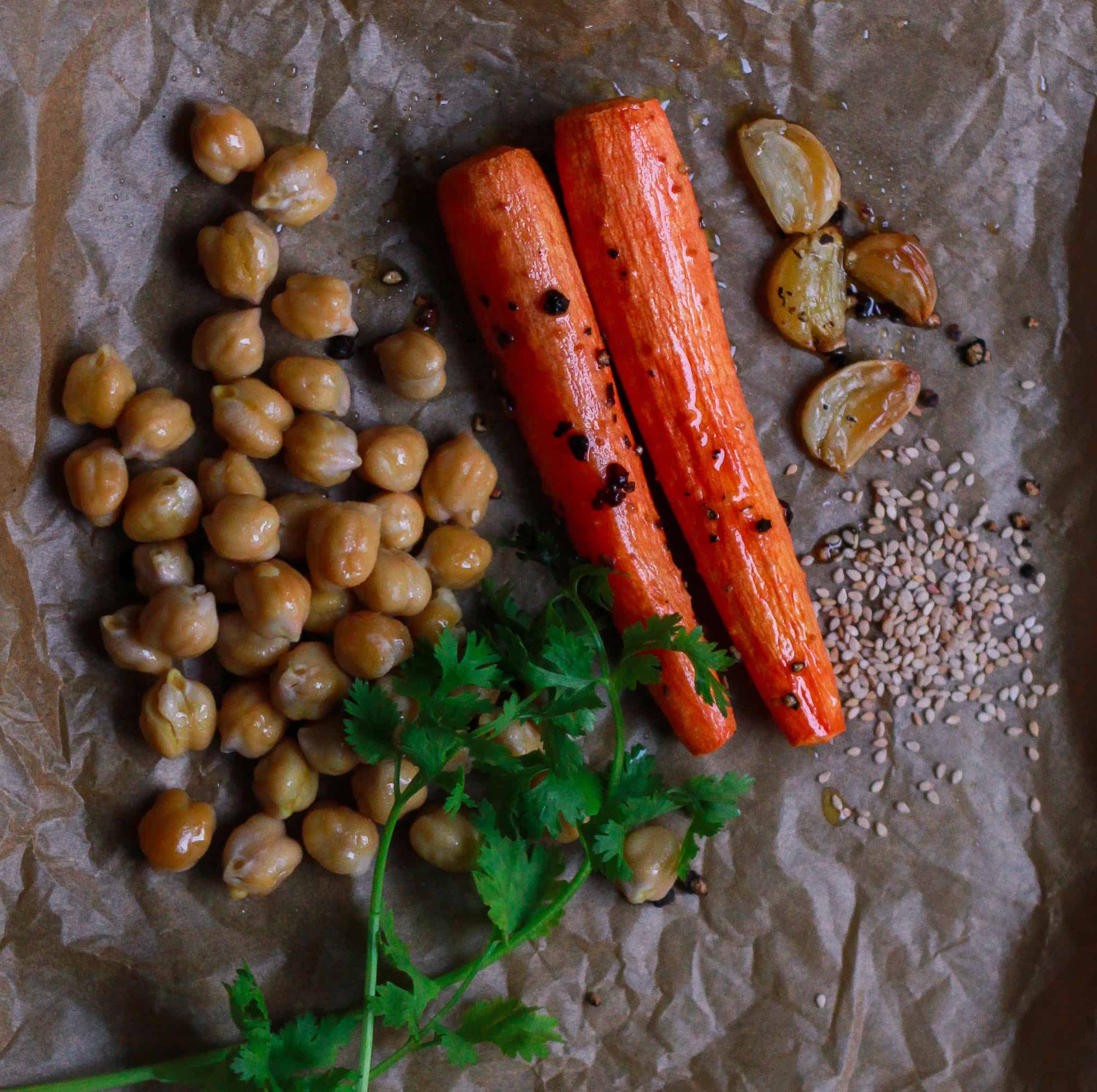 Roasted Carrot Hummus with turmeric healthy creamy vegan recipe