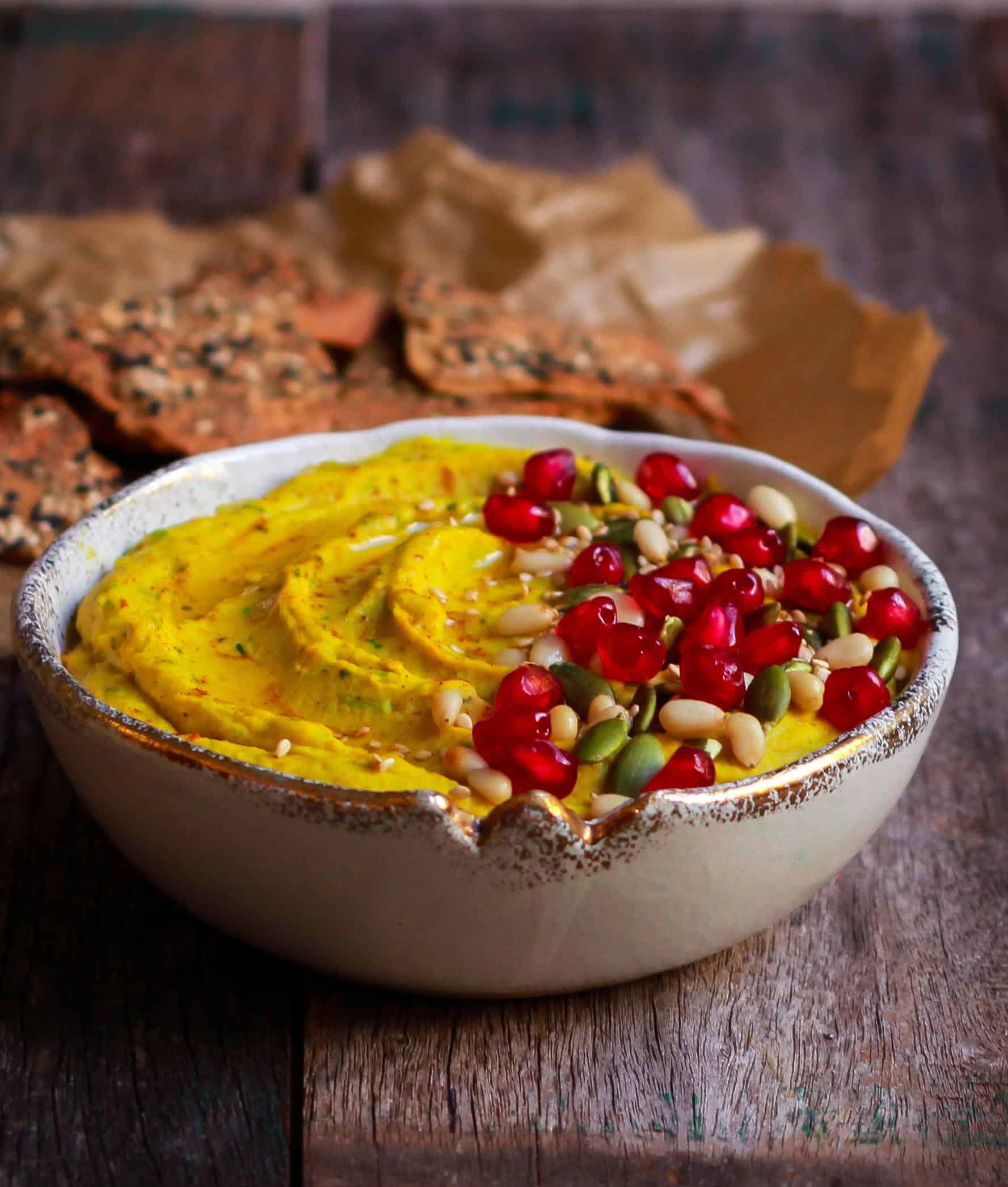 Roasted Carrot Hummus with turmeric healthy creamy vegan recipe