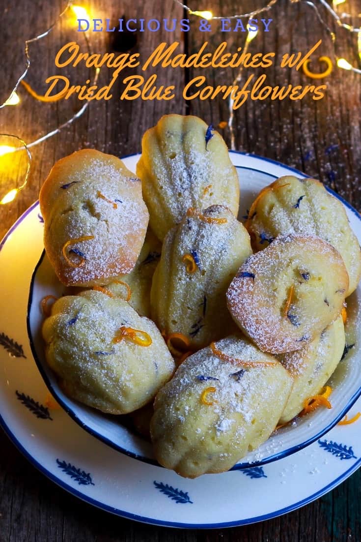 Orange Madeleines | Dried Blue Cornflowers French cake