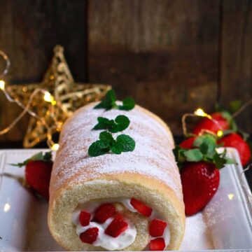 Strawberry & Cream Swiss Roll cake dessert festive season easy baking Christmas