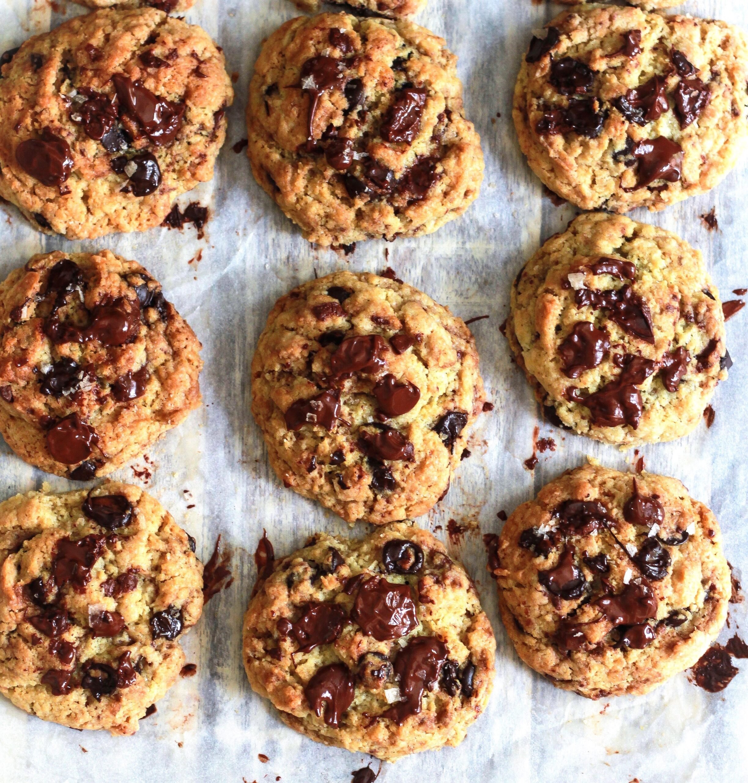 Chocolate Chip Tahini Cookies vegan eggless easy recipe