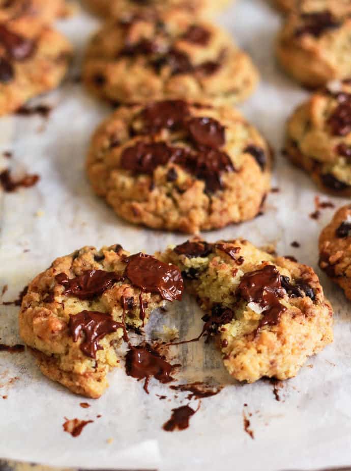 Chocolate Chip Tahini Cookies vegan eggless easy recipe