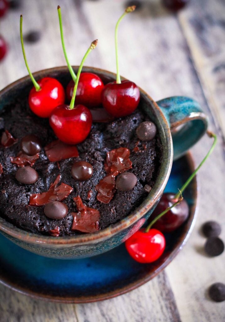 Chocolate Cherry Mug Cake  Vegan Glutenfree Easy Recipe