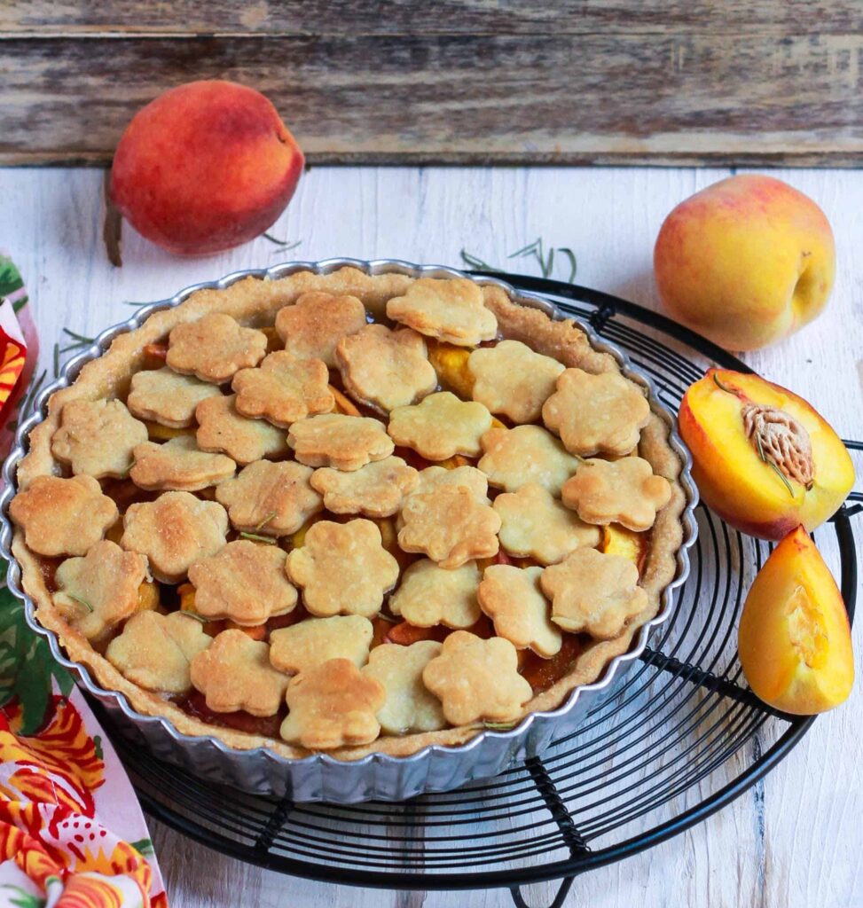Peach Rosemary Pie vegan dairyfree wholegrain baking summer special