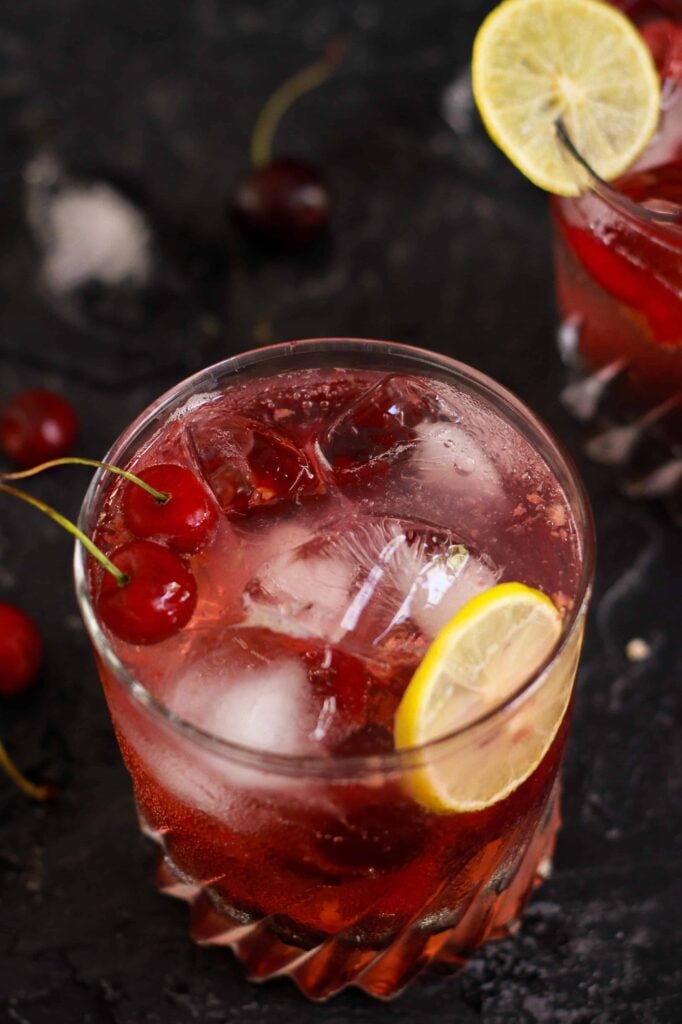 Cherry Gin And Tonic refreshing summer cocktail