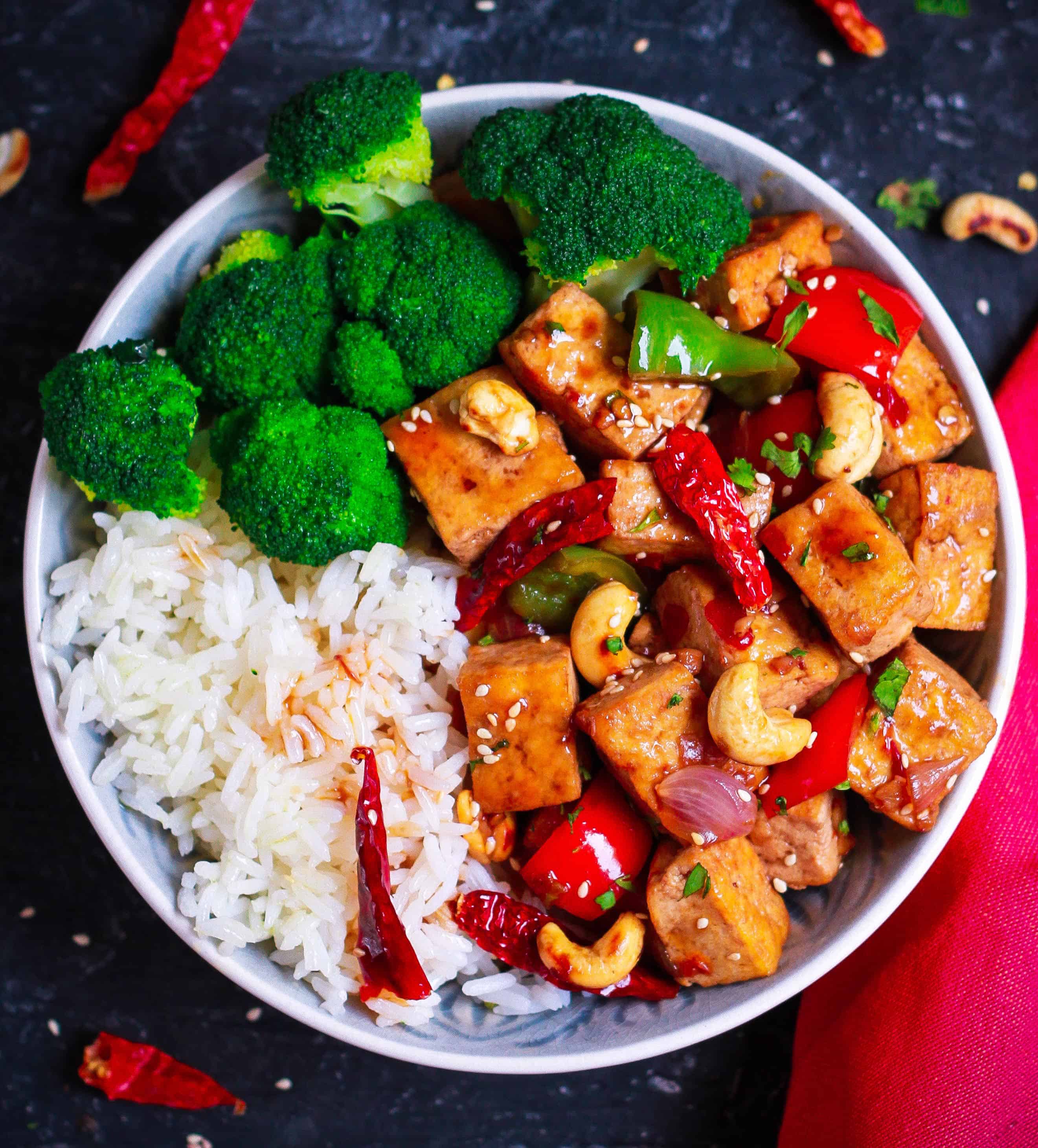 Spicy Tofu Stirfry healthy easy vegan recipe