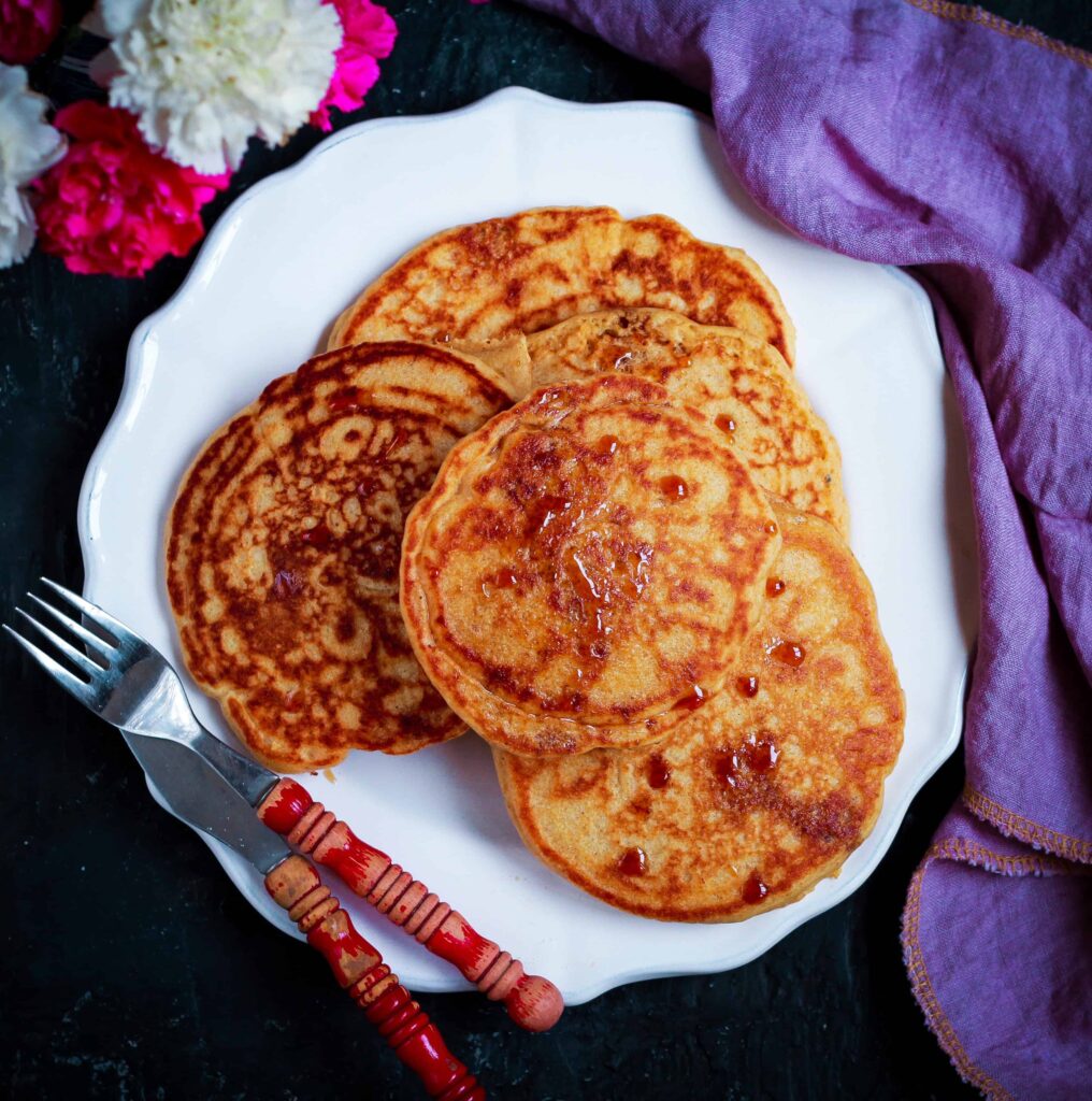 Fluffy Cinnamon Pancakes  easy eggless breakfast/ brunch recipe