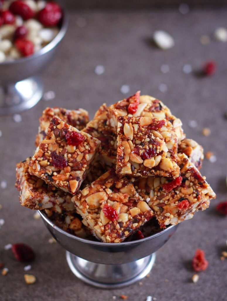 Peanut Cranberry Protein Bars healthy snack
