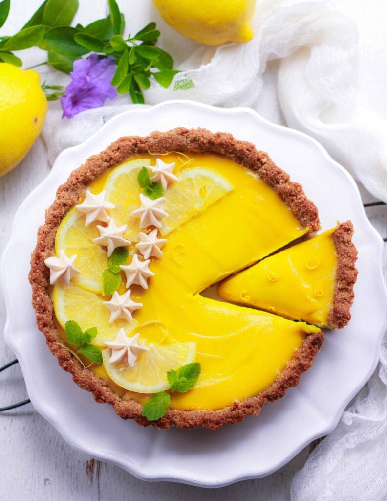 Vegan Lemon Tart easy dessert recipe Dairyfree Refined sugarfree