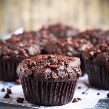Eggless Chocolate Protein Muffins