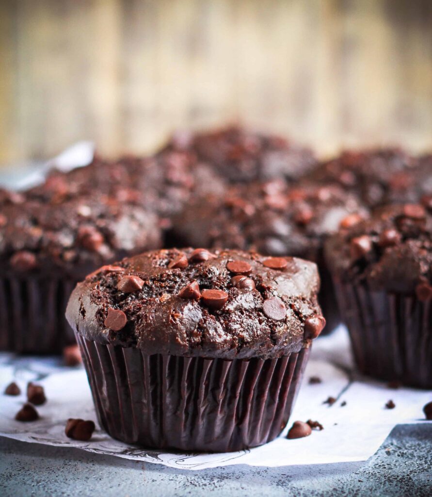 Eggless Chocolate Protein Muffins