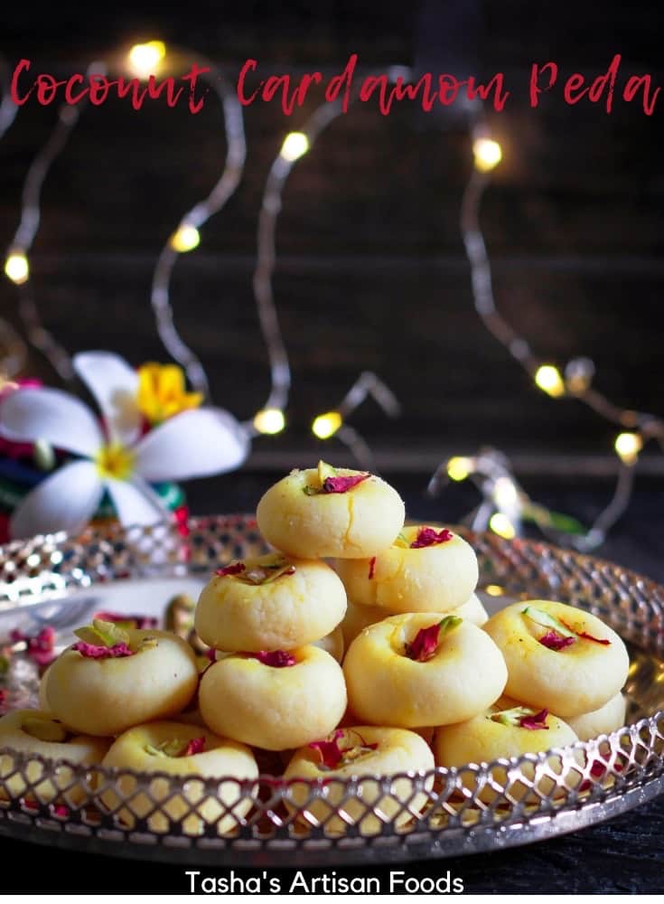 Coconut Cardamom Peda Diwali Dessert Mithai Easy Recipe